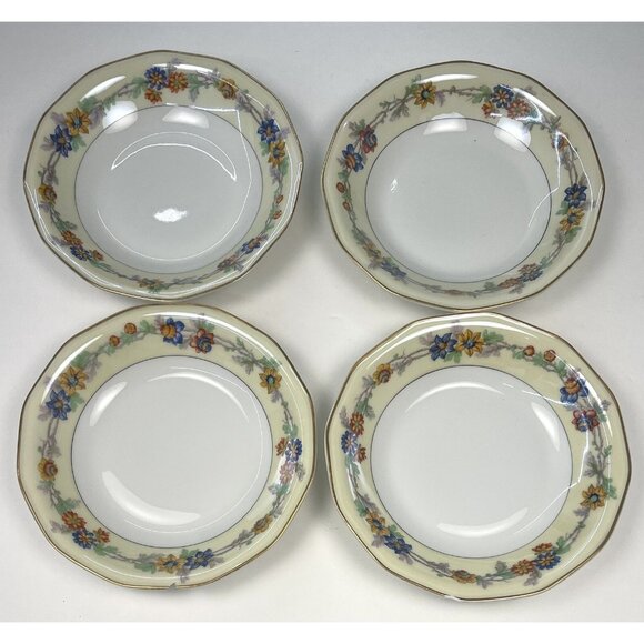 8x Theodore Haviland Limoges 1925-36 Miami Floral 7.5" SOUP BOWLS *3 Chipped* - Picture 2 of 10